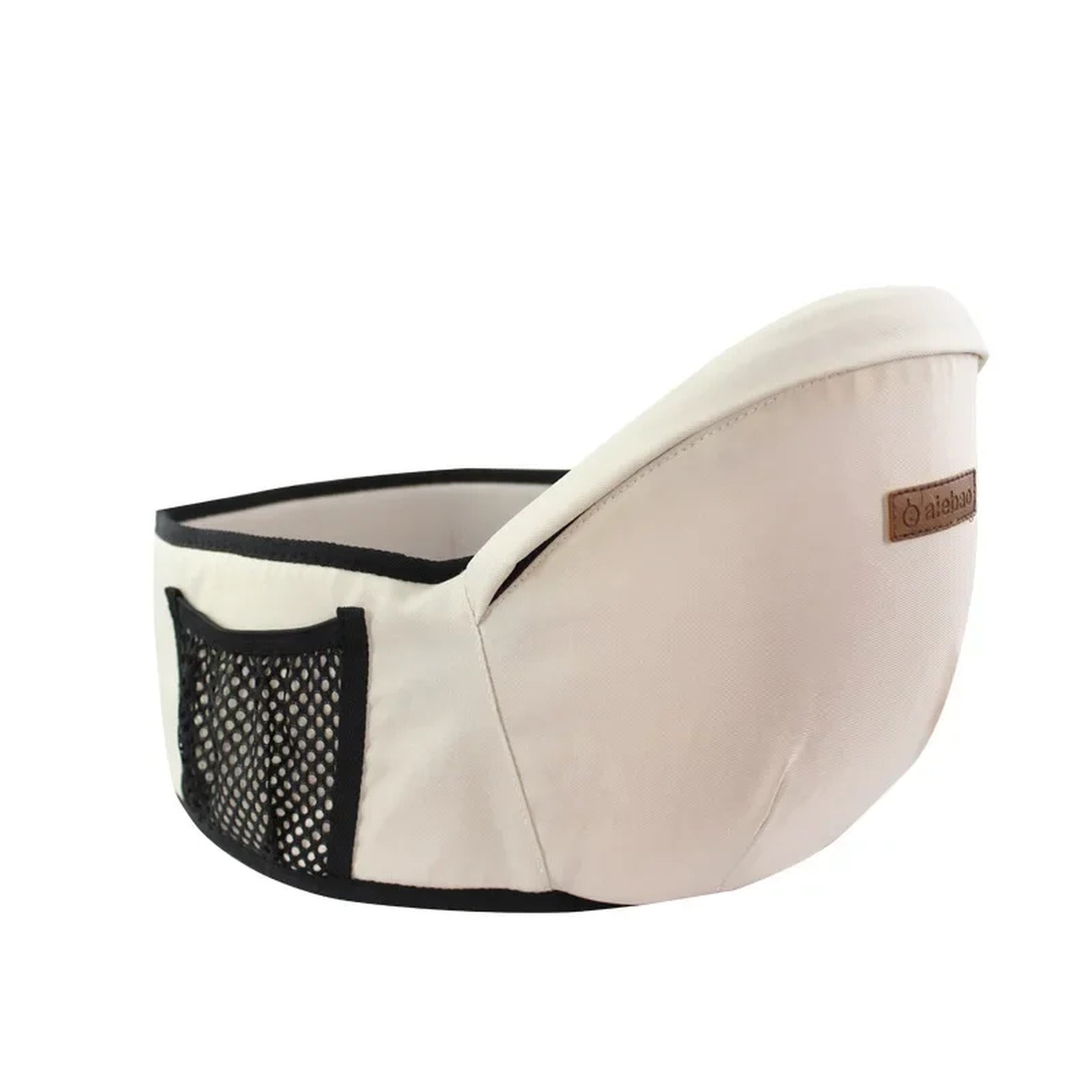 Asiento de cadera para bebé color beige, vista de estudio