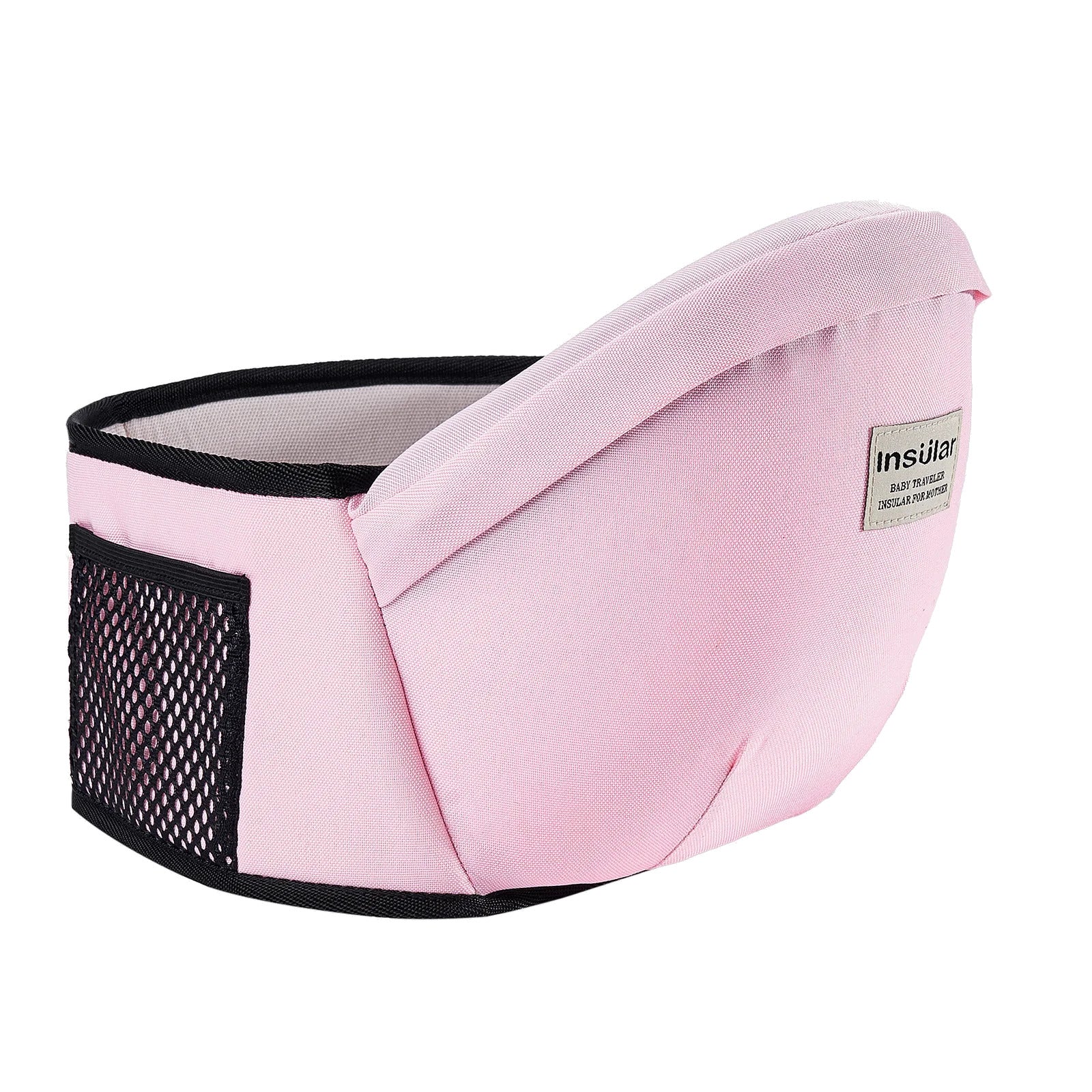 Asiento de cadera para bebé color rosado, vista de estudio