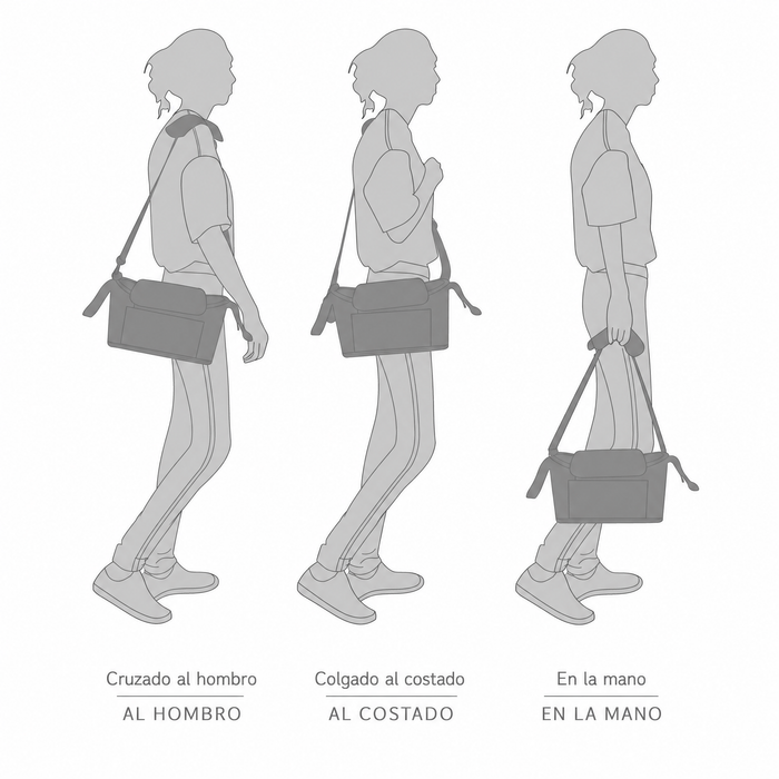 Se cuelga o se lleva al hombro