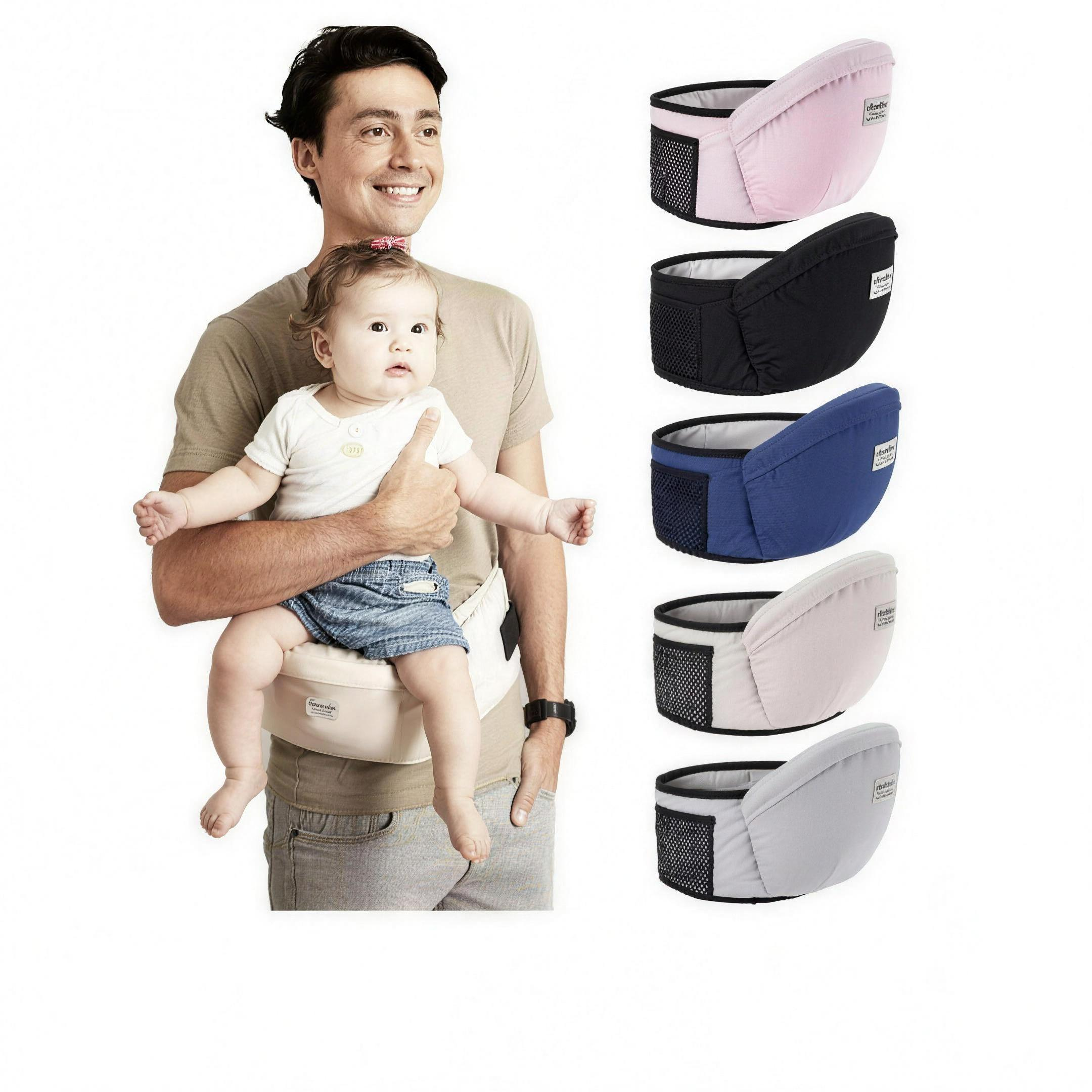 Adulto cargando a un bebé con el asiento de cadera y los colores disponibles